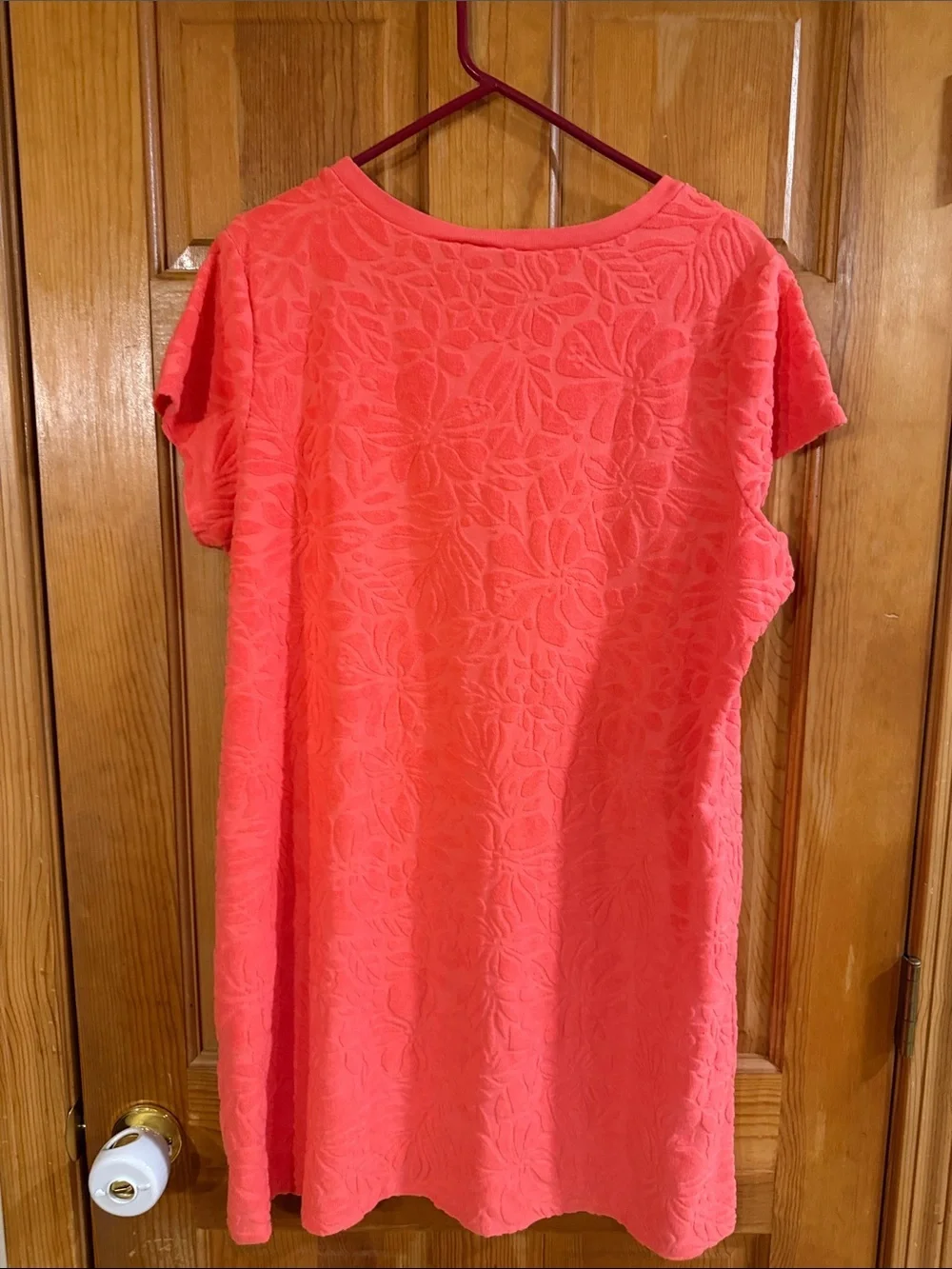 Lands’End coral floral terry texture swim cover up size xlarge (18).